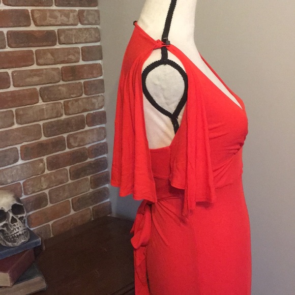Tracy Reese black label red flutter summer dress - Picture 4 of 8